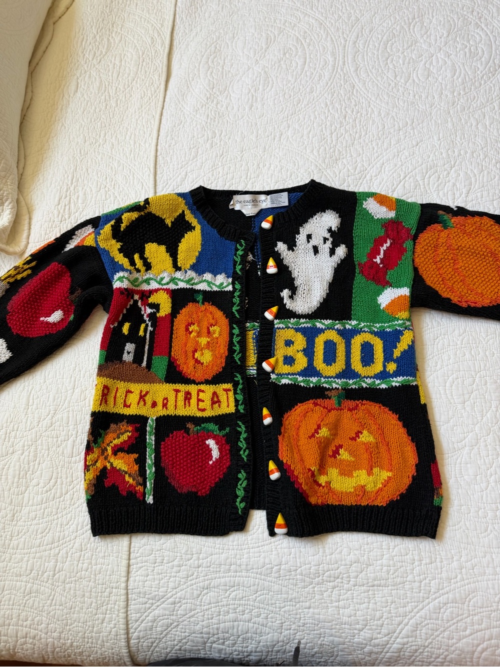 The Eagles Eye hand knit Halloween Fall Cardigan Sweater - Picture 3 of 8